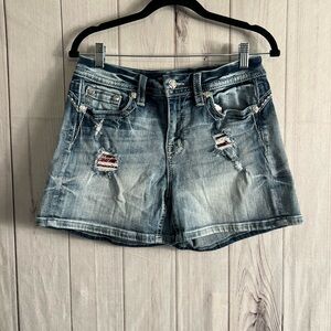 Miss Me Light Blue Distressed Jean Shorts